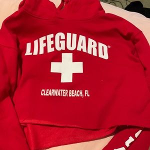 clearwater beach cropped lifeguard hoodie